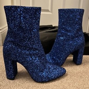 SAINT LAURENT GLITTER TURCHESE BOOTS